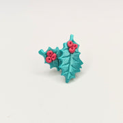 Sparkly Holly Leaf Stud Earrings