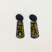 Black & Gold Christmas Doodle Trapeze Earrings