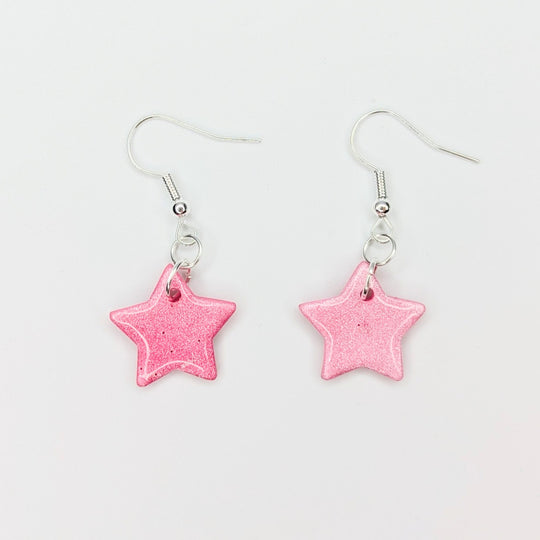 Sparkly Pink Cute Star Earrings Christmas Jewellery