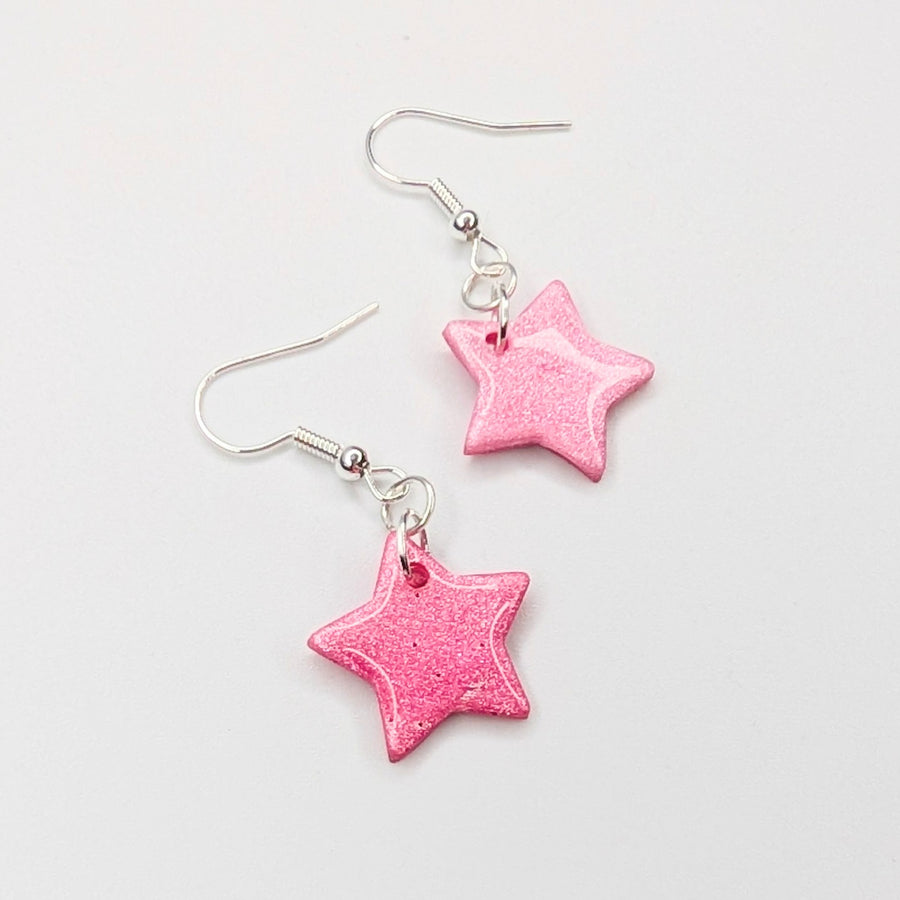 Sparkly Pink Cute Star Earrings Christmas Jewellery