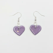 Sparkly Purple Heart Drop Earrings