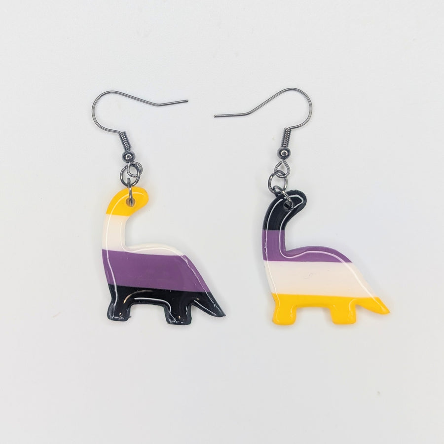 LGBTQ+ Pride Non Binary Dinosaur Polymer Clay Earrings