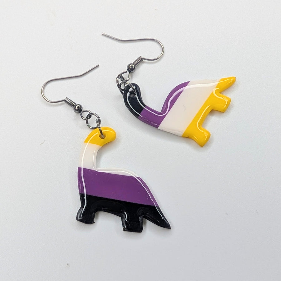 LGBTQ+ Pride Non Binary Dinosaur Polymer Clay Earrings