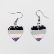 Asexual Pride Flag Heart Drop Earrings