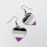 Asexual Pride Flag Heart Drop Earrings