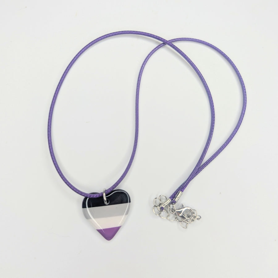 LGBTQ+ Pride Flag Asexual Heart Necklace