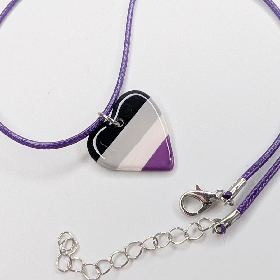 LGBTQ+ Pride Flag Asexual Heart Necklace