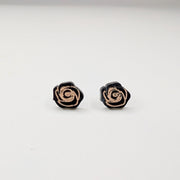 Black Acrylic Rose Stud Earrings