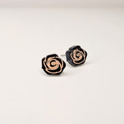 Black Acrylic Rose Stud Earrings