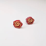 Red Acrylic Rose Stud Earrings