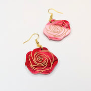 Red Acrylic Oversized Rose Drop Earrings