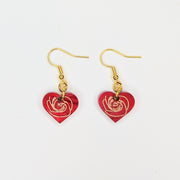 Red Acrylic Rose Heart Drop Earrings