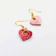 Red Acrylic Rose Heart Drop Earrings