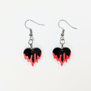 Black & Red Acrylic Bleeding Heart Drop Earrings