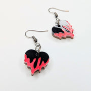 Black & Red Acrylic Bleeding Heart Drop Earrings