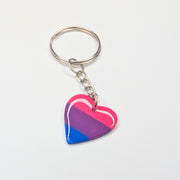 LBGTQ+ Polymer Clay Bisexual Heart Keyring Pride Jewellery