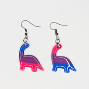 Bisexual Dinosaur Drop Earrings, Queer Earrings