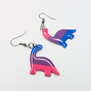 Bisexual Dinosaur Drop Earrings, Queer Earrings