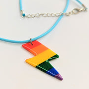 Pride Rainbow Lightning Bolt Necklace, LGBTQ+ Jewellery