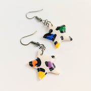 Pride Rainbow Leopard Print Star Drop Earrings, LGBTQ+ Queer Jewellery