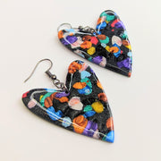 Pride Rainbow 'Riot' Stamped Oversized Wonky Heart Earrings, LGBTQ+ Queer Jewellery