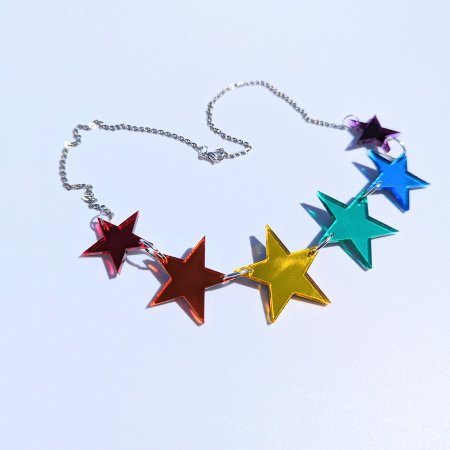 Pride Rainbow Acrylic Star Necklace, LGBTQ+ Jewellery