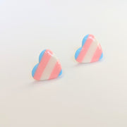 Transgender Heart Stud Earrings LGBTQ+ Trans Pride Polymer Clay Jewellery