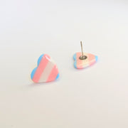 Transgender Heart Stud Earrings LGBTQ+ Trans Pride Polymer Clay Jewellery