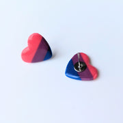 LGBTQ+ Bisexual Pride Polymer Clay Heart Studs