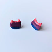 LGBTQ+ Bisexual Pride Polymer Clay Cat Face Studs