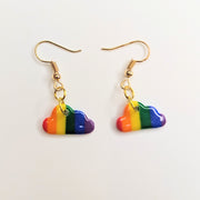 Cute Rainbow Cloud LGBTQIA Drop Earrings, Polymer Clay Jewellery