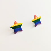 Pride Rainbow Star Earrings, LGBTQ+ Queer Stud Earrings
