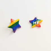 Pride Rainbow Star Earrings, LGBTQ+ Queer Stud Earrings