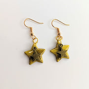 Marbled Gold with Antique Gold Charm Star Drop Earrings