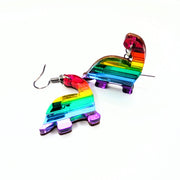 Mirrored Rainbow Acrylic Dinosaur Earrings