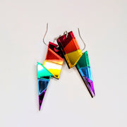 Mirrored Rainbow Acrylic Lightning Bolt Drop Earrings