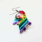 Mirrored Rainbow Acrylic Dinosaur Earrings