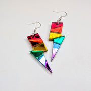 Mirrored Rainbow Acrylic Lightning Bolt Drop Earrings