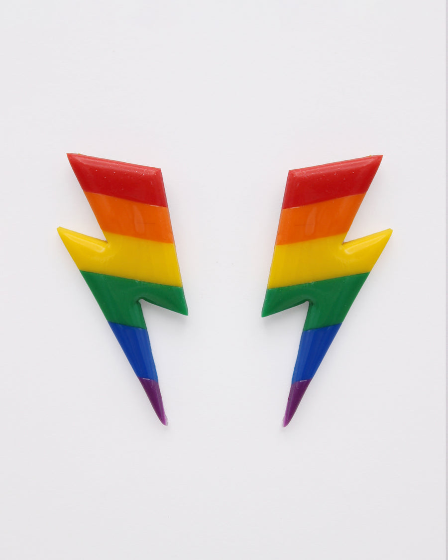 Rainbow Lightning Bolt Studs LGBTQ+ Jewellery