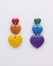 Rainbow Pride Heart Earrings, LGBTQ+ Queer Trapeze Earrings