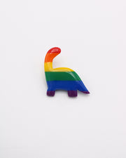 Rainbow Dino Badge LGBTQ+ Polymer Clay Dinosaur Badge