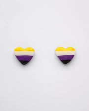 Non Binary Heart Flag Studs LGBTQ+ Polymer Clay Earrings