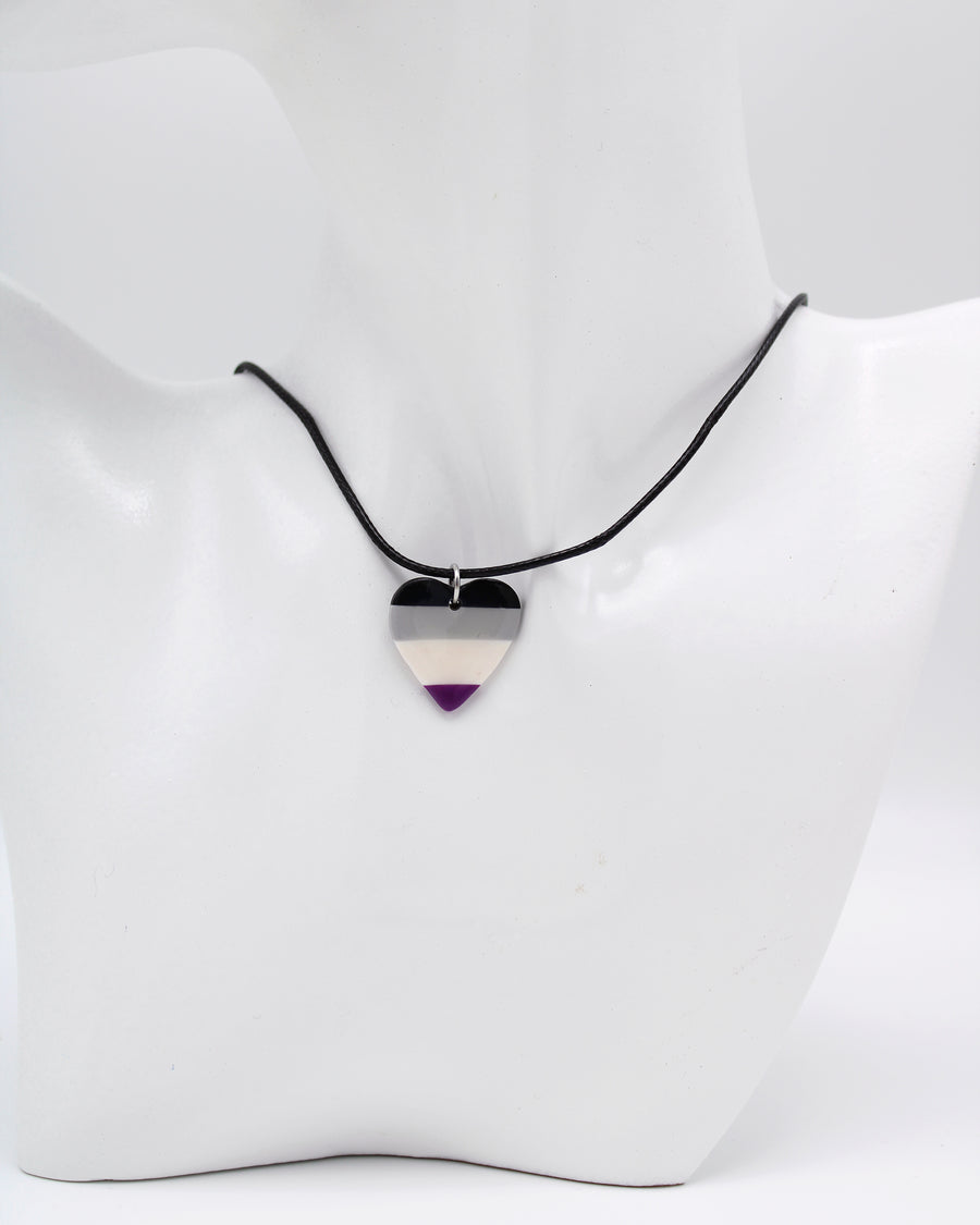 LGBTQ+ Pride Flag Asexual Heart Necklace