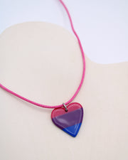 LGBTQ+ Bisexual Heart Necklace Polymer Clay Pride Jewellery