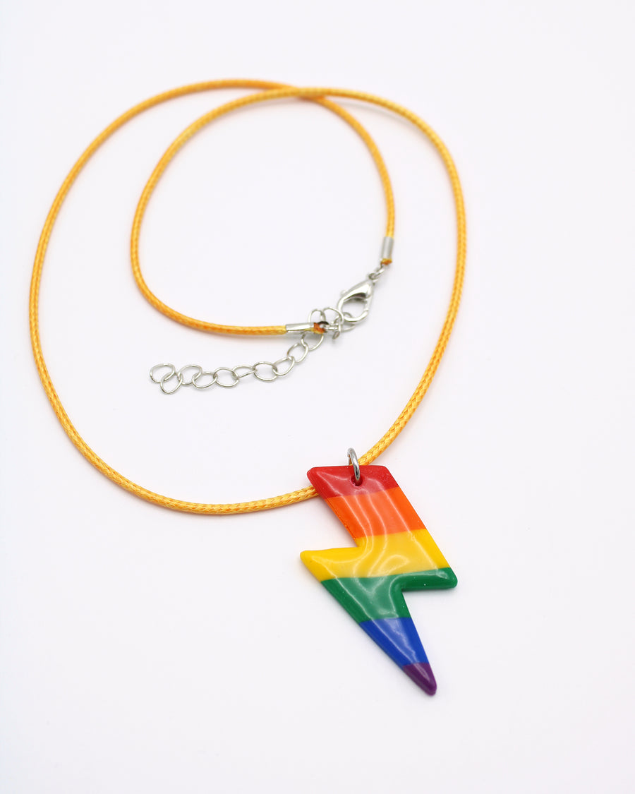 Pride Rainbow Lightning Bolt Necklace, LGBTQ+ Jewellery
