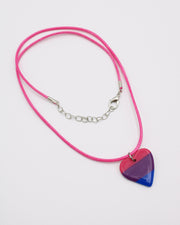 LGBTQ+ Bisexual Heart Necklace Polymer Clay Pride Jewellery