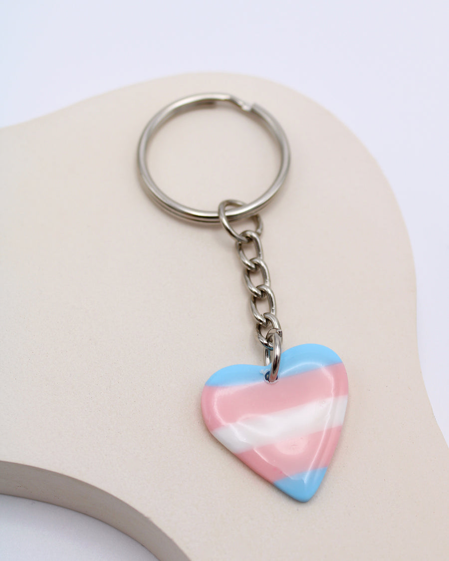 Transgender Heart Keyring LGBTQ+ Jewellery Trans Key Chain