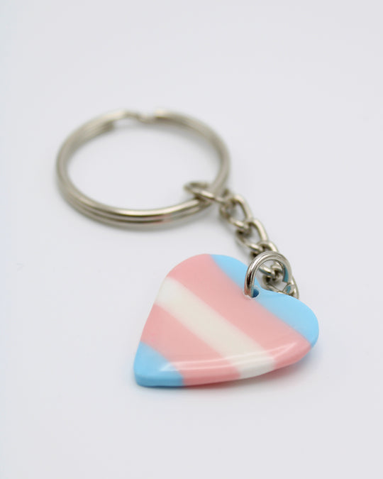 Transgender Heart Keyring LGBTQ+ Jewellery Trans Key Chain