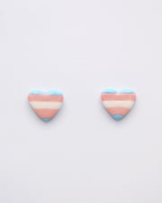 Transgender Heart Stud Earrings LGBTQ+ Trans Pride Polymer Clay Jewellery