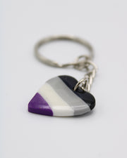 LGBTQ+ Pride Flag Asexual Heart Keyring